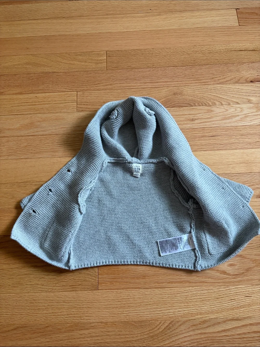 Cozy Light Gray Baby Knit Hooded Cardigan with Ears